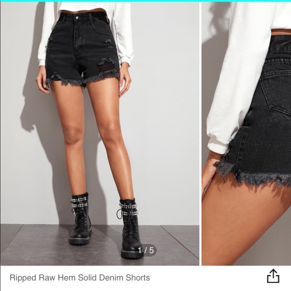 Black denim shorts